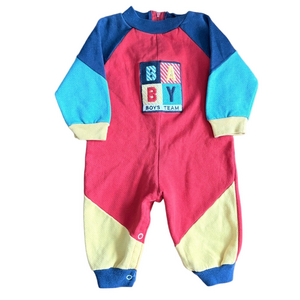 Vintage Kids Baby Buster Brown Primary Color Baby Boys Team Romper Size 6-9M